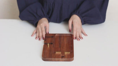 Ananda Gift Pro Stand – Wood & Brass Docking Station for Phone & Essentials