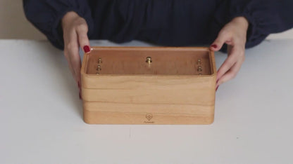 Handcrafted Wooden Jewelry Box – 3-Layer Organizer with Plexiglass Lid & Brass Hooks | Ananda Gift